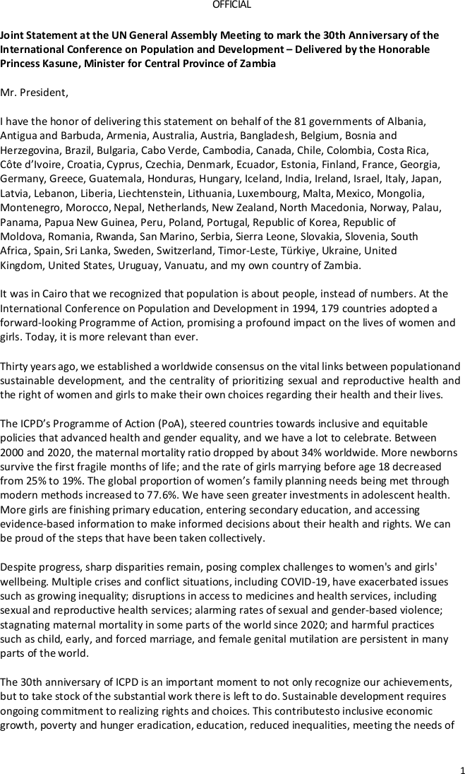 EN Joint Declaration ICPD30 04 29 2024 81 countries Page 1
