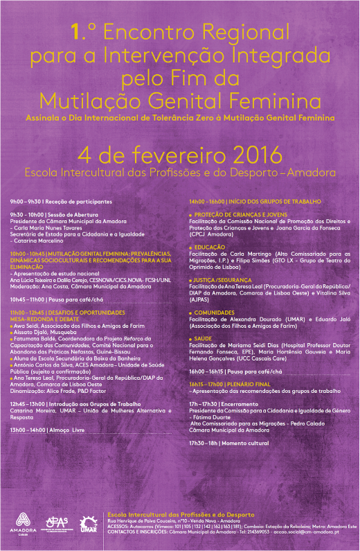 Programa do 1º Encontro Regional para a Intervenção Integrada pelo Fim da Mutilação Genital Feminina